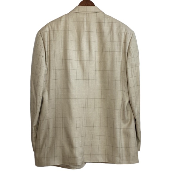 Lauren Ralph Lauren Sport Coat Mens 46R Silk Cream Herringbone Windowpane Blazer - Picture 3 of 16